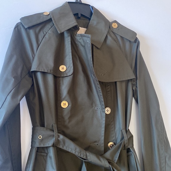 Michael Kors Military Green long trench coat Sz S NEW - Picture 4 of 13
